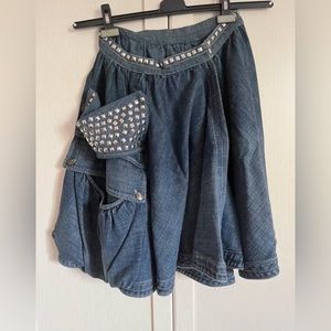 Store close next WK💝Rare Just Cavalli cargo studded denim wrap bubble skirt